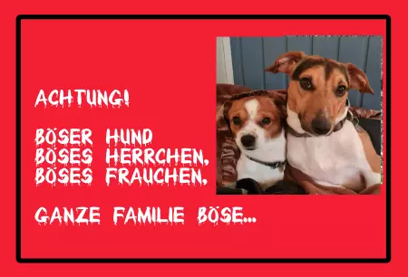 Hunde Vorsicht Warnschild Zutritt verbotenHunde Achtung! Böser Hund, Böses Herrchen, ... Bild