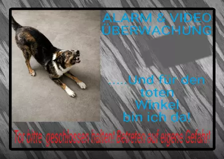 Hunde Vorsicht Warnschild Zutritt verboten Hunde Alarm & Video Überwachung Bild