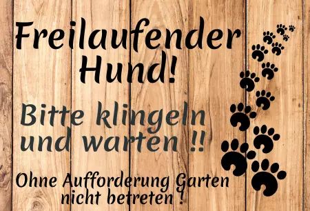 Hunde Vorsicht Warnschild Zutritt verboten Hunde Freilaufender Hund! Bild