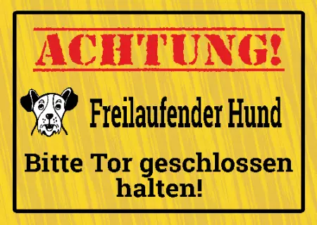 Hunde Vorsicht Warnschild Zutritt verboten Hunde Freilaufender Hund Bild