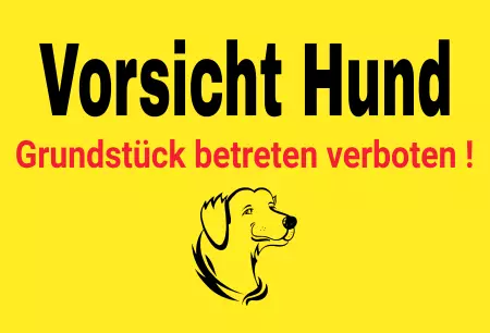 Hunde Vorsicht Warnschild Zutritt verbotenHunde Grundstück betreten verboten! Bild