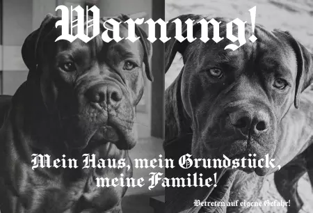 Hunde Vorsicht Warnschild Zutritt verboten Hunde Mein Haus, mein Grundstück Bild